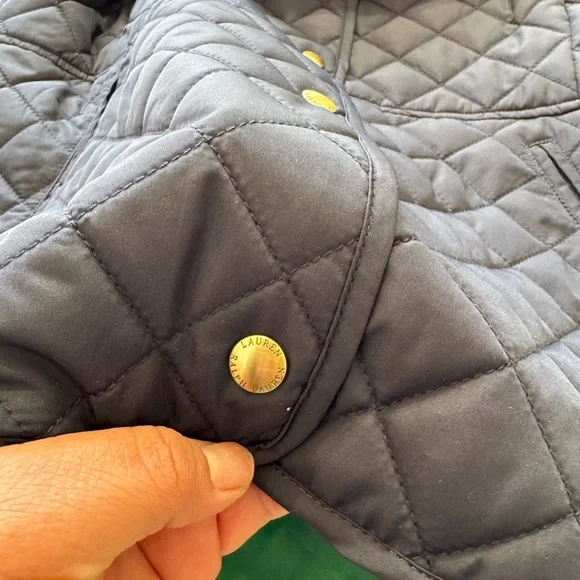 Ralph Lauren Quilted Navy Blazer Jacket with Green Lining - Picture 9 of 14